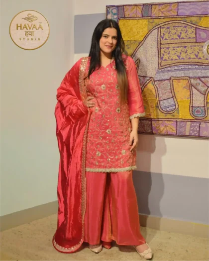 Premium Pure Tissue Rani Sharara Suit